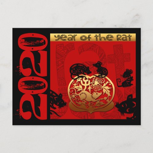 Cute Rat Chinese Year 2020 Zodiac Birthday HPostC Holiday Postcard