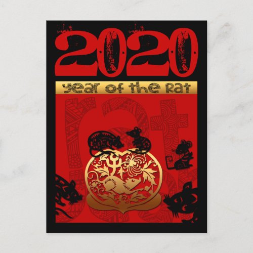 Cute Rat Chinese Year 2020 Zodiac Birthday VPost Holiday Postcard
