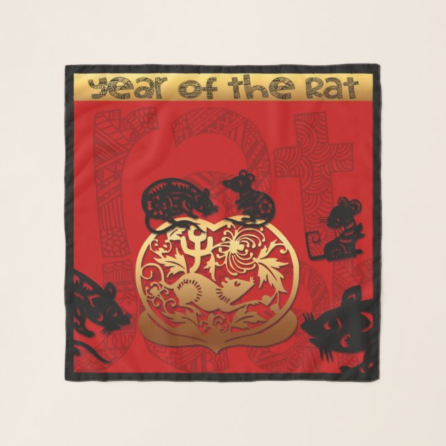 Cute Rat Chinese Year Zodiac Birthday SqCS Scarf (Front)