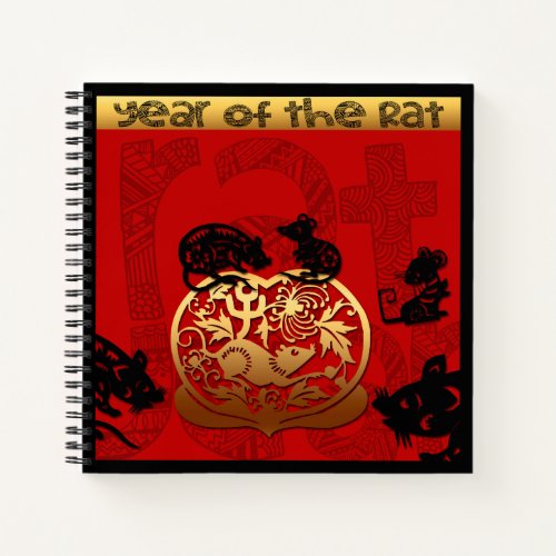 Cute Rat Chinese Year Zodiac Birthday SqNB Notebook