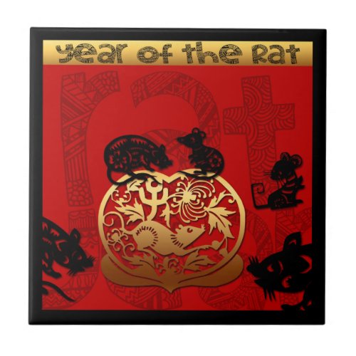 Cute Rat Chinese Year Zodiac Birthday Square Tile