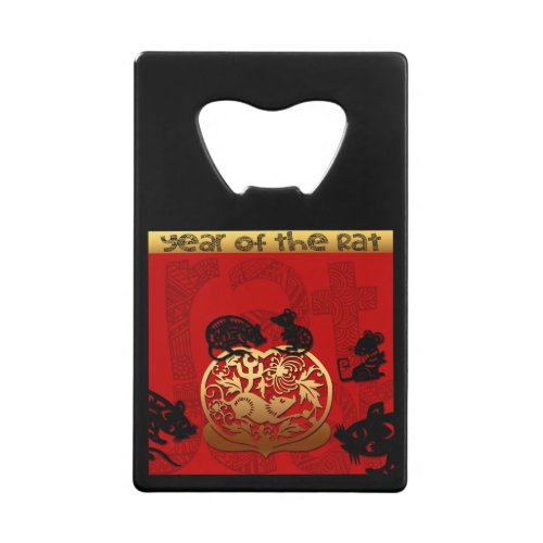 Cute Rat Chinese Year Zodiac Birthday SSBO Credit Card Bottle Opener