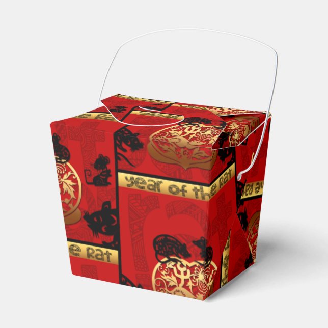 Cute Rat Chinese Year Zodiac Birthday TOFB Favor Boxes (Front Side)