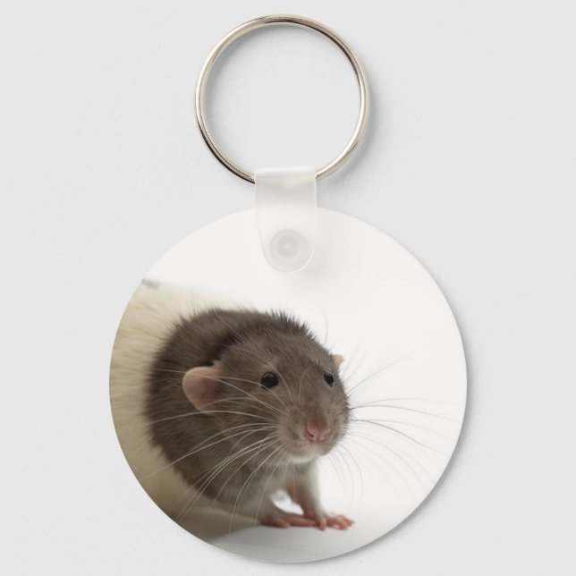 Cute Rat Close-Up Keychain (Front)