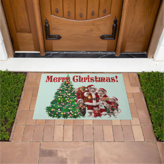 Cute Rat Family Christmas Doormat
