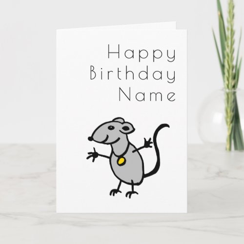 Cute Rat Funny Cartoon Art Deco Birthday Card