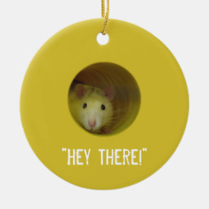 Cute Rat in a Hole Funny Animal Ceramic Ornament