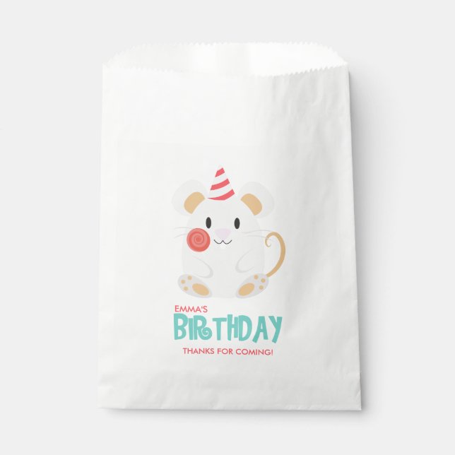 Cute Rat Kid's Birthday Party Favor Bag (Front)