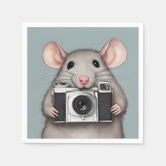 Cute Rat Photographer Napkins (Front)