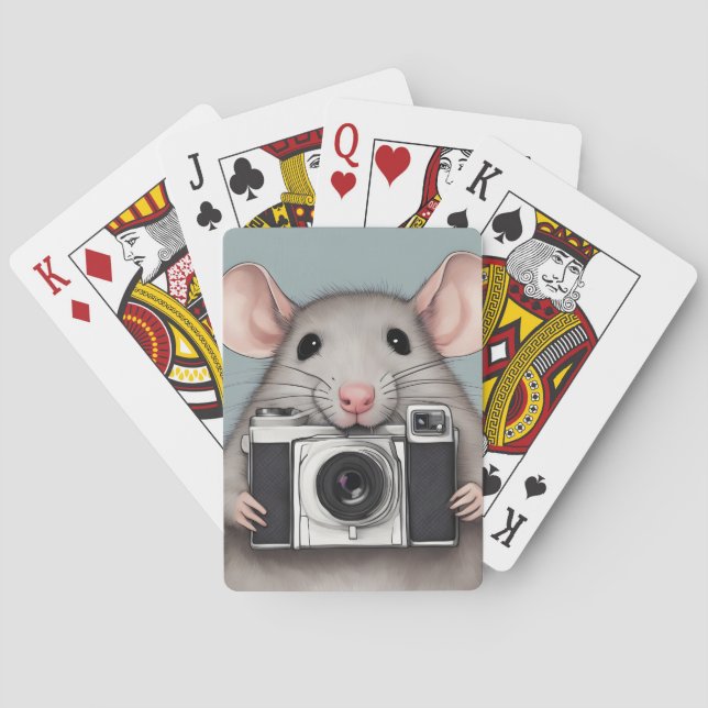 Cute Rat Photographer Poker Cards (Back)