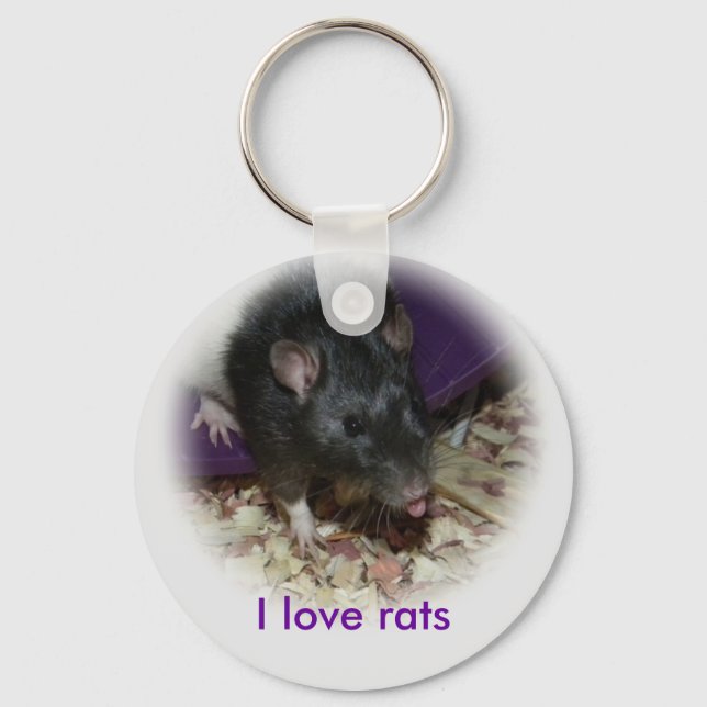 Cute rat sticking out his tongue keychain (Front)