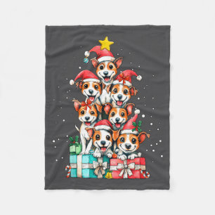 Cute Rat Terrier Le Dog Christmas Tree Xmas  Fleece Blanket