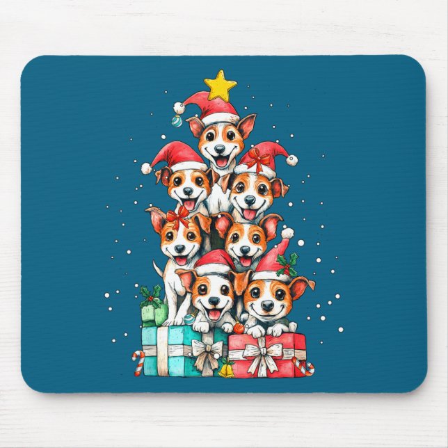 Cute Rat Terrier Le Dog Christmas Tree Xmas  Mouse Pad (Front)