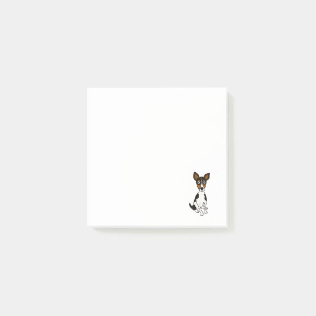 Cute Rat Terrier Puppy Dog Cartoon Post-it Notes (Front)