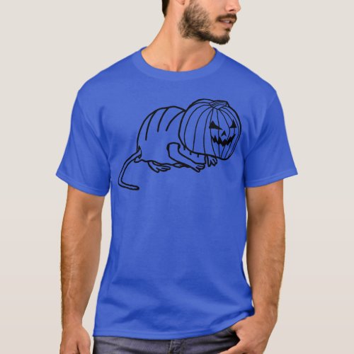 Cute Rat Wearing Halloween Horror Costume Minimal  T_Shirt