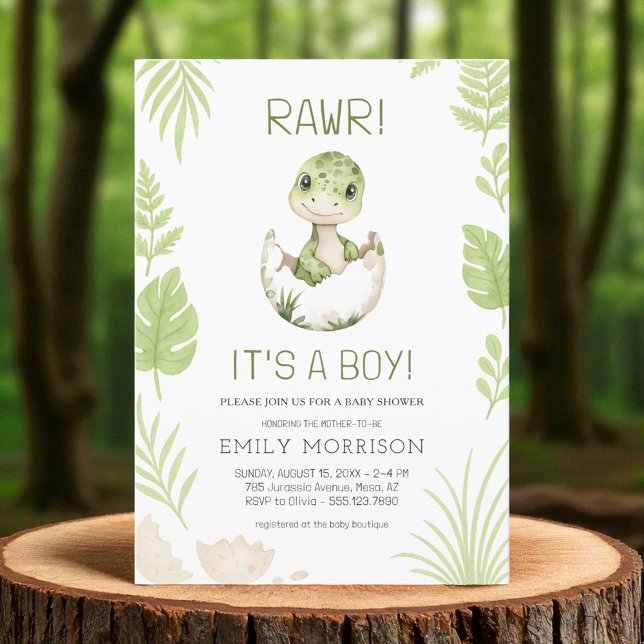 Cute Rawr It's a Boy Dinosaur Baby Boy Shower Invitation (Creator Uploaded)