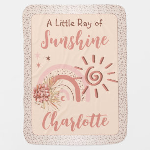 Cute Ray of Sunshine Girls Boho Rainbow Nursery Baby Blanket