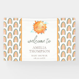 Cute Ray Of Sunshine Rainbow Welcome Baby Shower Banner