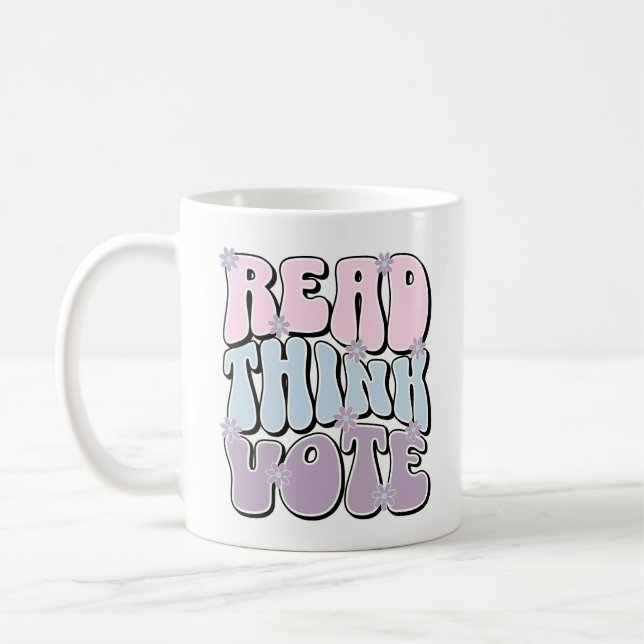 Cute Read Think Vote Presidential Election 2024 Coffee Mug (Left)