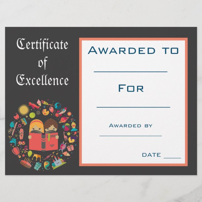 Cute Reading Award certificate Teacher supplies (Front)