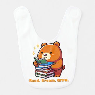 Cute Reading Bear with Books Kawaii Baby Bib