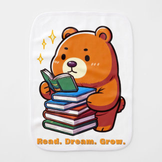 Cute Reading Bear with Books Kawaii Baby Burp Cloth