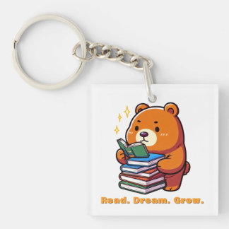 Cute Reading Bear with Books Kawaii Keychain