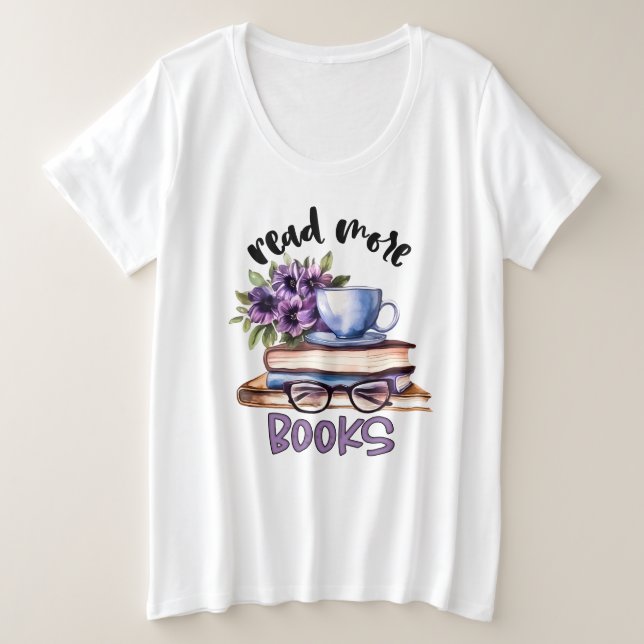 Cute reading book lovers plus size T-Shirt (Design Front)