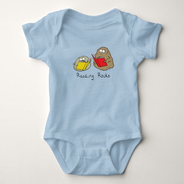 Cute Reading Books Library Kids Cartoon Baby Bodysuit (Front)
