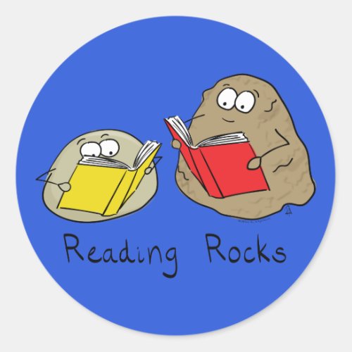 Cute Reading Books Library Kids Cartoon Classic Round Sticker