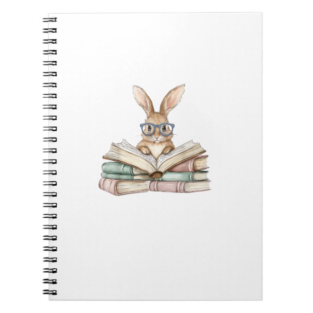 Cute Reading Bunny Glasses Books Bookworm Reader T (Front)