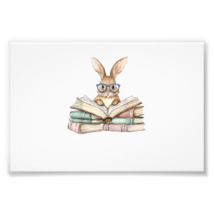 Cute Reading Bunny Glasses Books Bookworm Reader T Photo Print