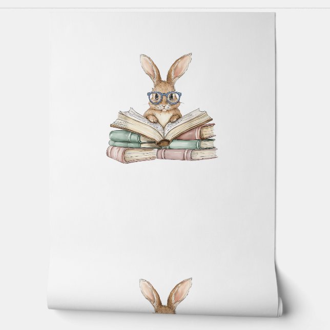 Cute Reading Bunny Glasses Books Bookworm Reader T Wallpaper (Unrolling)