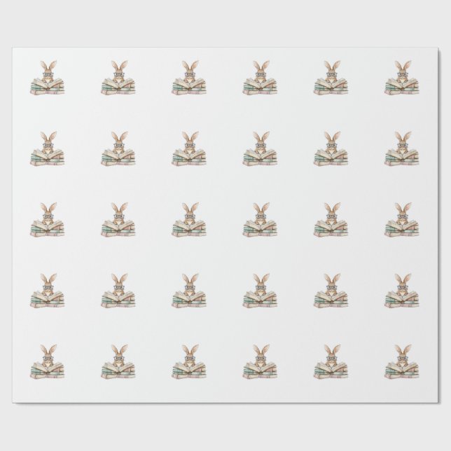 Cute Reading Bunny Glasses Books Bookworm Reader T Wrapping Paper (Flat)