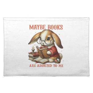 Cute Reading Bunny With Glasses Books Bookworm Rea Cloth Placemat