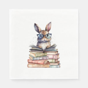 Cute Reading Bunny With Glasses Books Bookworm Rea Napkins