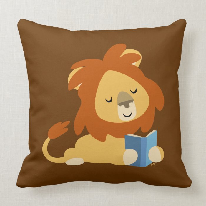 Cute Reading Cartoon Lion Pillow