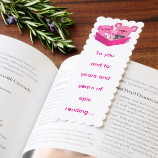  Cute Reading Cartoon Pig Family Bookmark