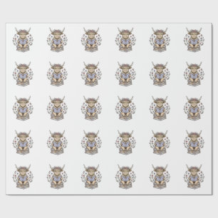 Cute Reading Cow Floral Book Stack Vintage Design_ Wrapping Paper