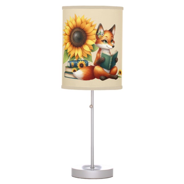 Cute reading fox lovers table lamp (Front)