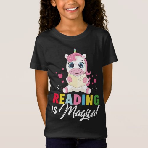 Cute Reading Is Magical Unicorn Book Lovers Reader T_Shirt