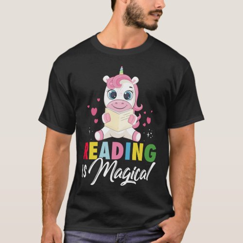 Cute Reading Is Magical Unicorn Book Lovers Reader T_Shirt