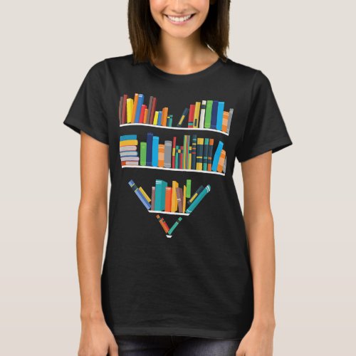 Cute Reading Library Books Lover Heart Librarian G T_Shirt