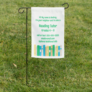 Cute Reading / Literacy / English Tutor Marketing Garden Flag