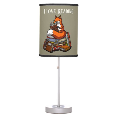 cute reading lovers fox add text table lamp