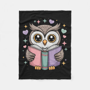 Cute Reading Owl Book Lover Teacher Librarian Book Fleece Blanket