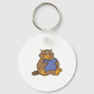 cute reading owl keychain