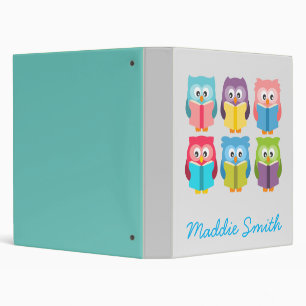 Cute reading owls 3 ring binder