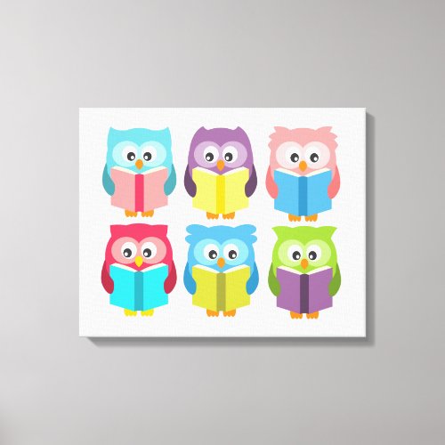 Cute reading owls canvas print