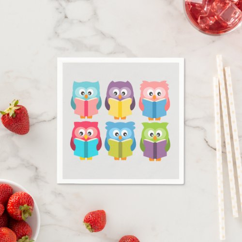 Cute reading owls napkins